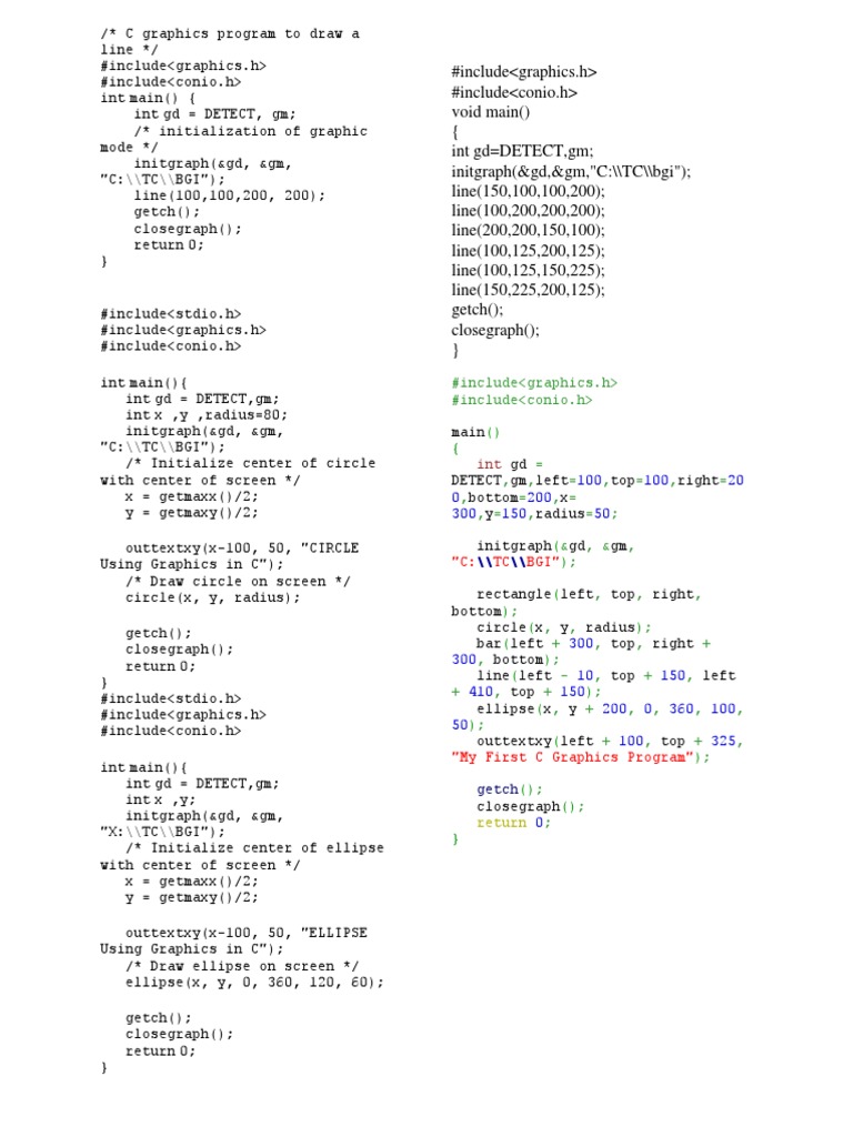 C Graphics Program To Draw A Line PDF Geometric Shapes Geometry