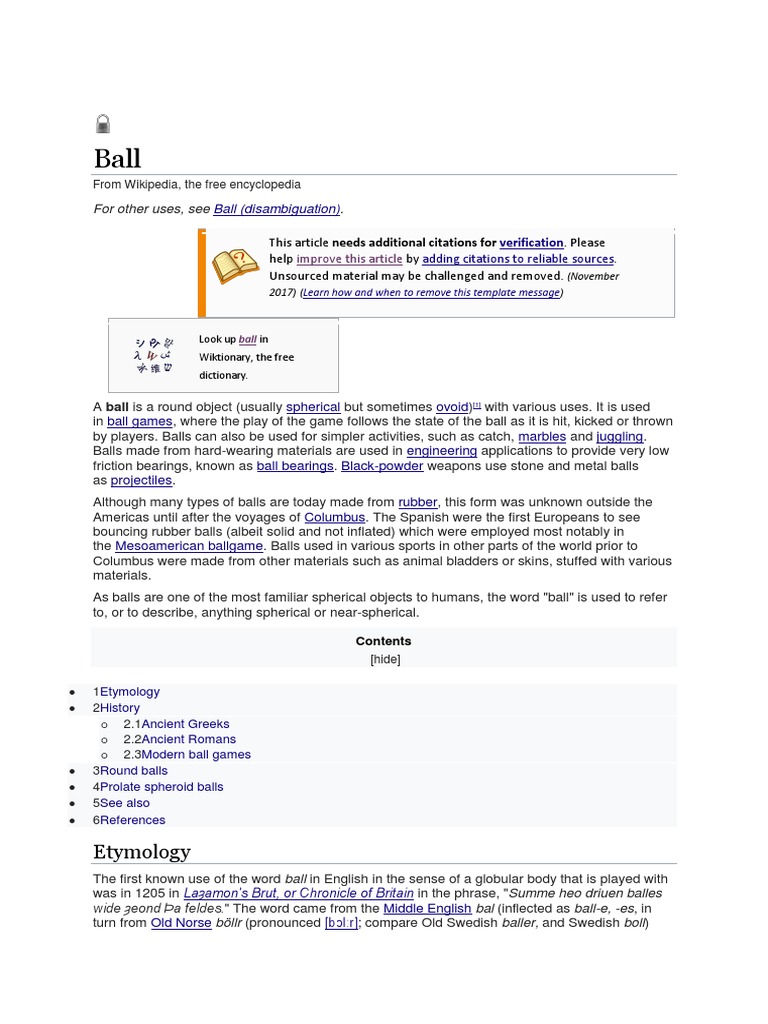 Etymology For Other Uses, See PDF Ball Ball Games