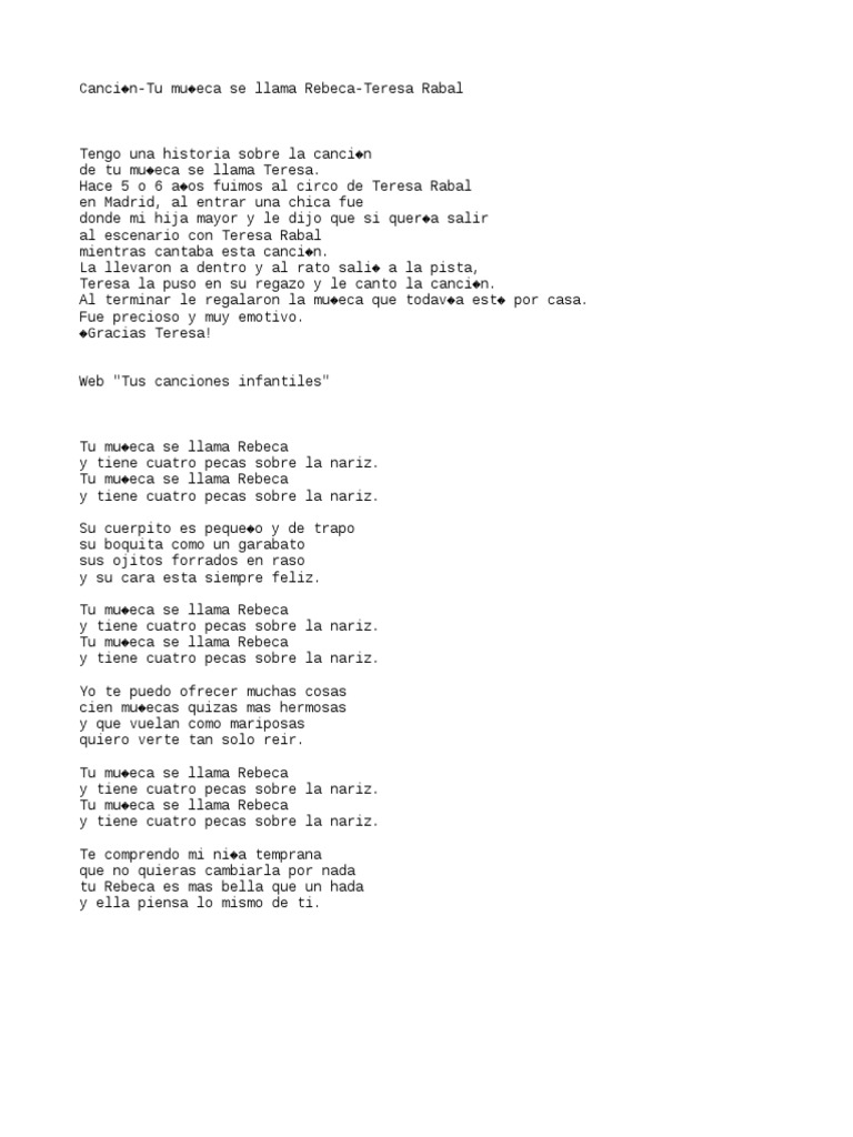 Cancion Tu Muneca Se Llama Rebeca Teresa Rabal
