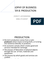 Philosophy of Business Chapter 8: Production: Joan P. Lacsamana Mba Student