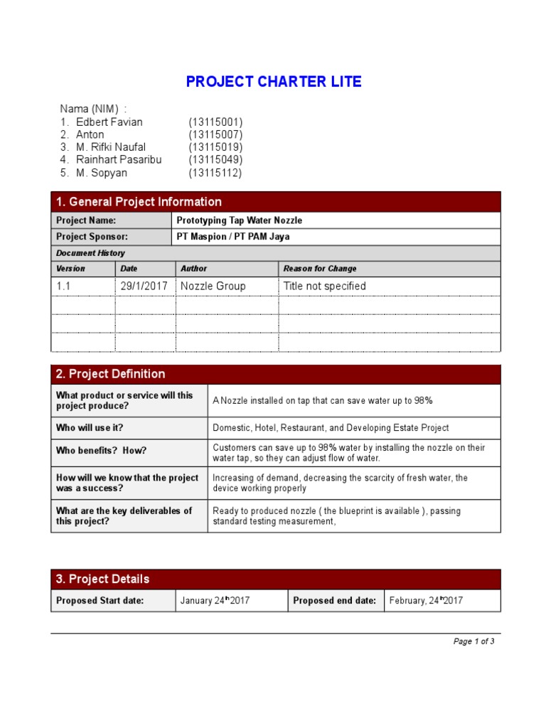 Project Charter Kelompok | PDF | Labour Economics | Water
