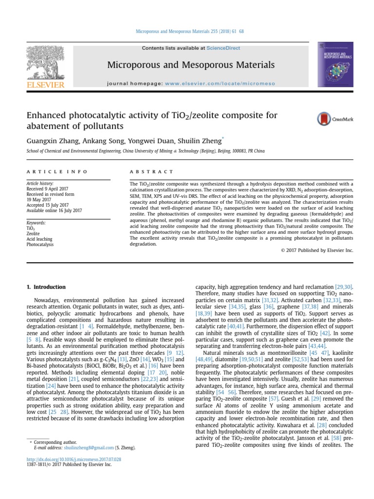 1 Enhanced Photocatalytic Activity of TiO2-Zeolite Composite For ...