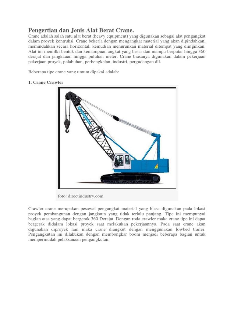 Pengertian Dan Jenis Alat Berat Crane Pengertian Dan Jenis Alat Berat Crane