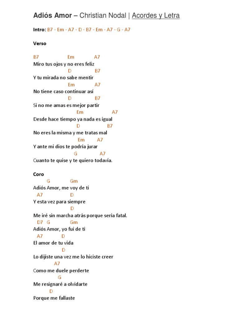 Acorde Adios Amor Pdf