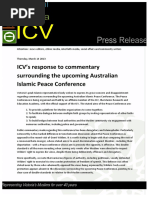 14.03 ICV's Response To Commentary Surrounding The Upcoming Australian Islamic Peace Conference