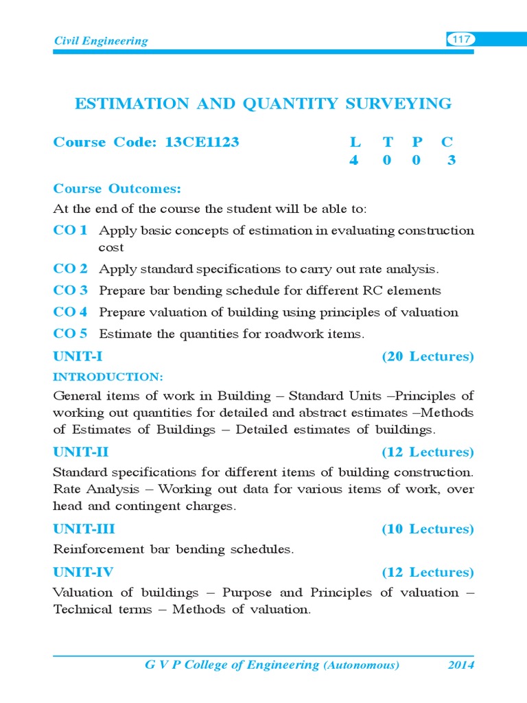 Estimation and Quantity Surveying | PDF
