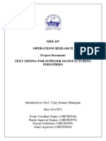 MEE 437 Operations Research Project Document Text Mining For Supplier Manufacturing Industries