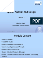 System Analysis and Design: Lesson 1