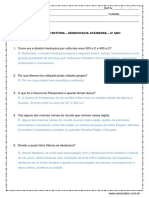 Atividade de História Democracia Ateniense 6º Ano Com Resposta