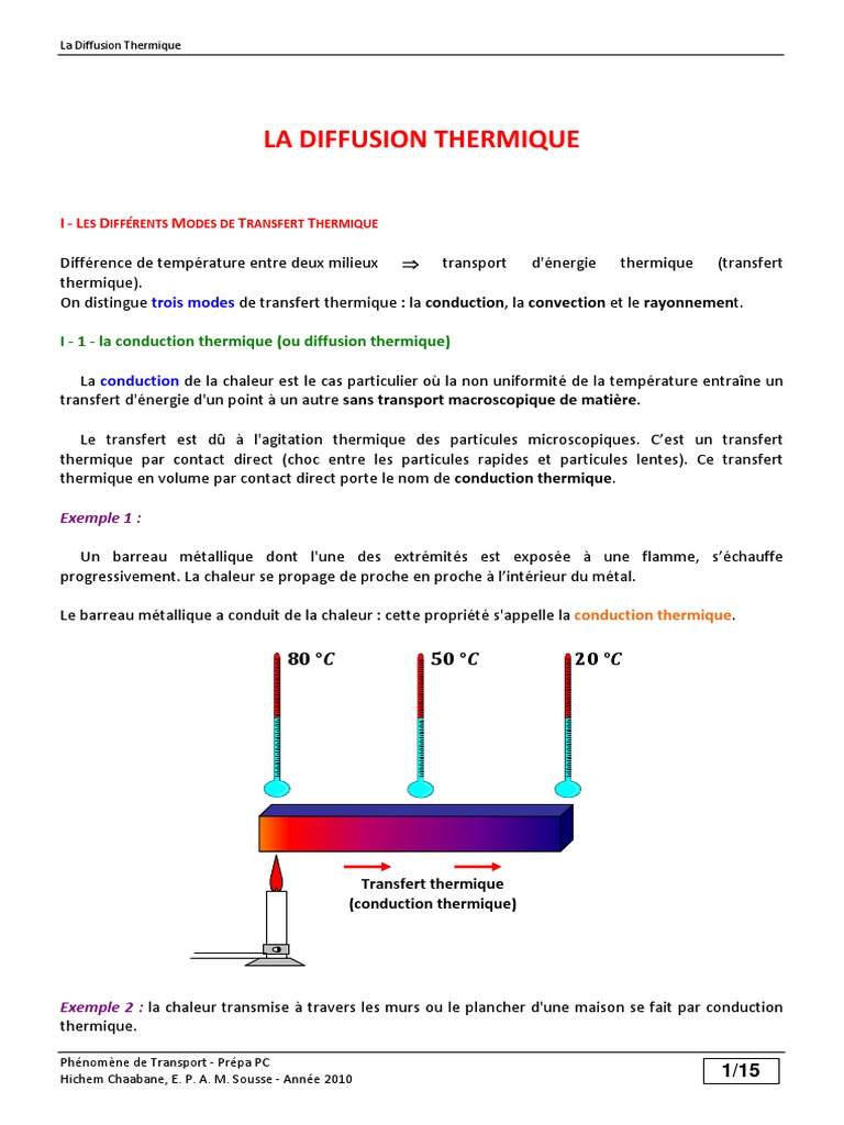 Diffusion Thermique, PDF, Conduction thermique