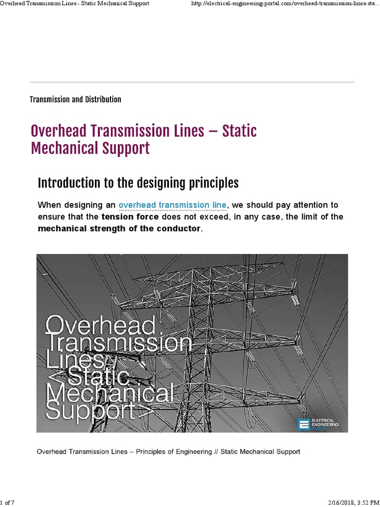 Overhead Transmission Lines - Static Mechanical Support | Download Free ...