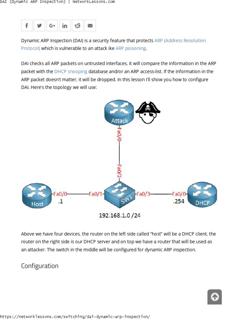 Configuring Dynamic ARP Inspection (DAI) | PDF | Ip Address | Router ...