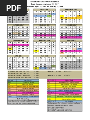 2017-2018 Academic Calendar for Students in [SCHOOL DISTRICT] | PDF |  Festival | Observances