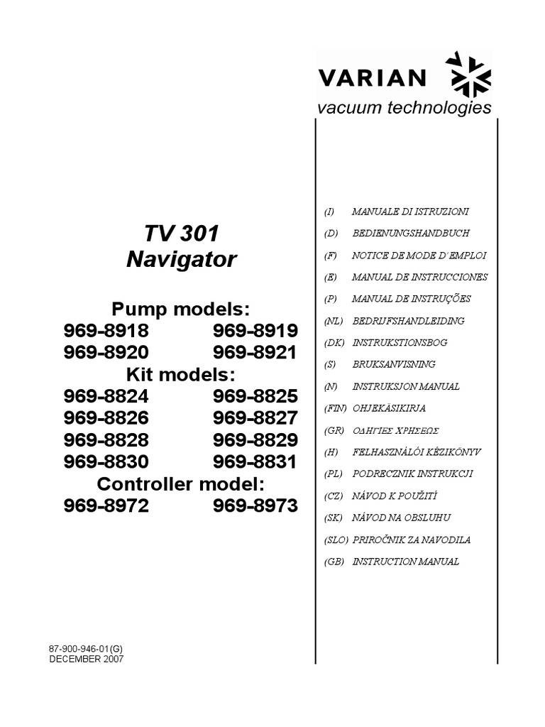 Agilent Varian Tv301 Navigator Manual