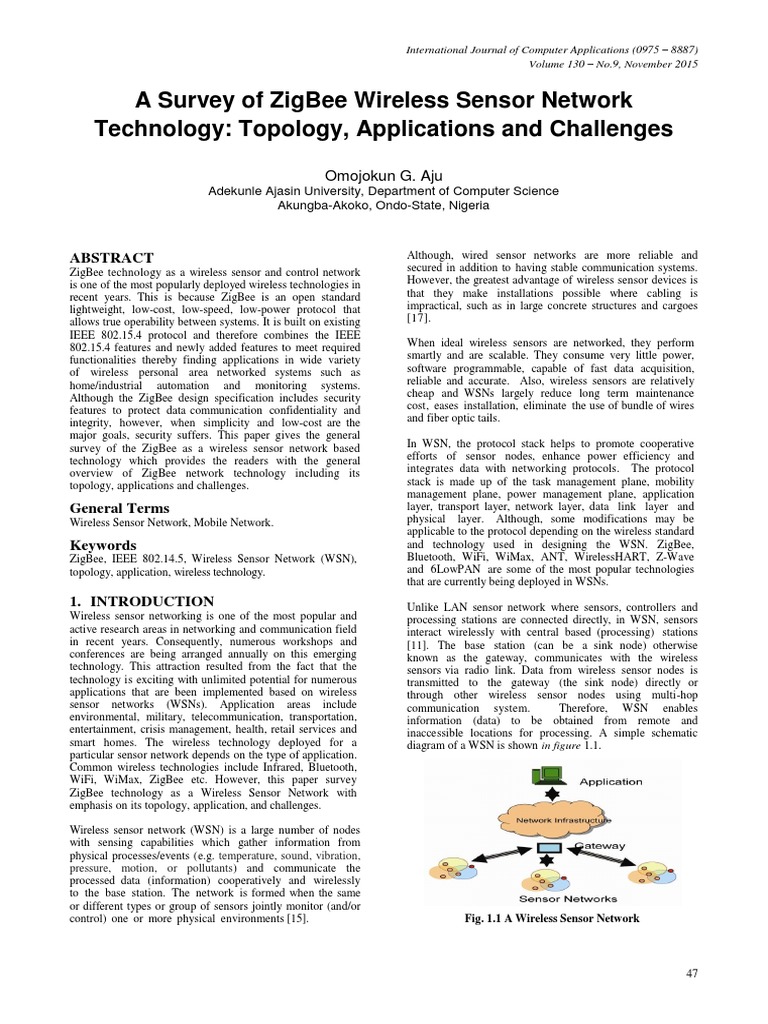 ZigBee WSN: Topology, Applications, Challenges | PDF | Wireless Sensor ...