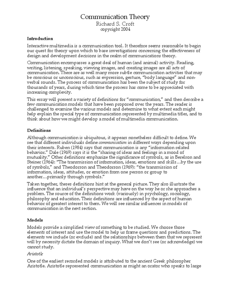 Comm Models | PDF | Telecommunication | Emotions