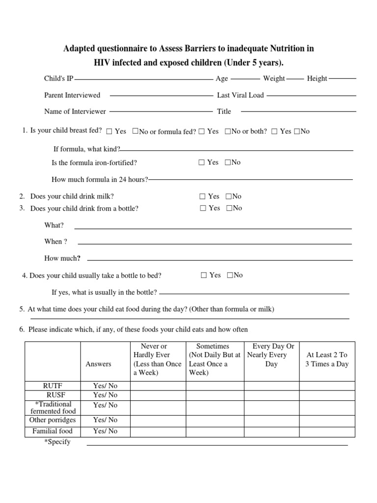 Nutritional Assessment in HIVinfected/exposed infants Dietitian Milk