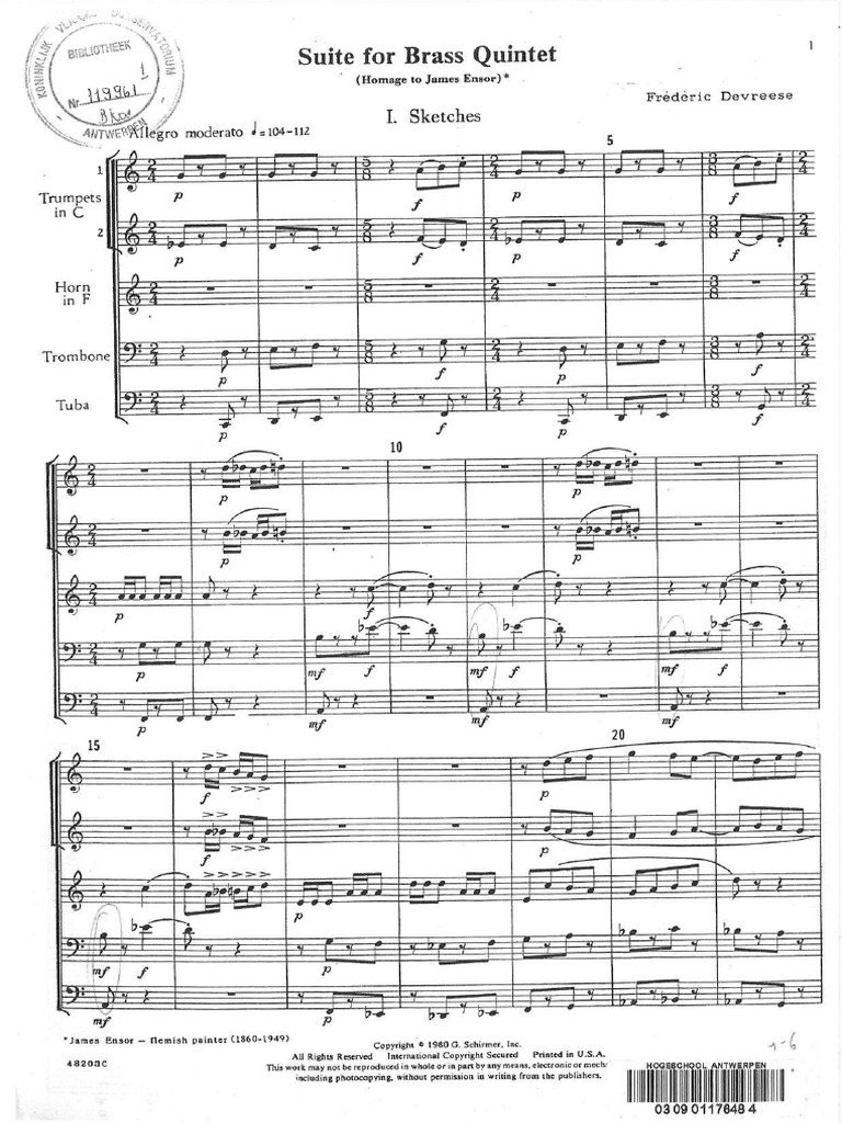 Score Suite For Brass Quintet | PDF