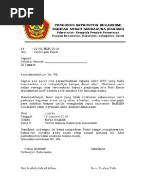 830 Koleksi Contoh Undangan Rapat Ansor Gratis