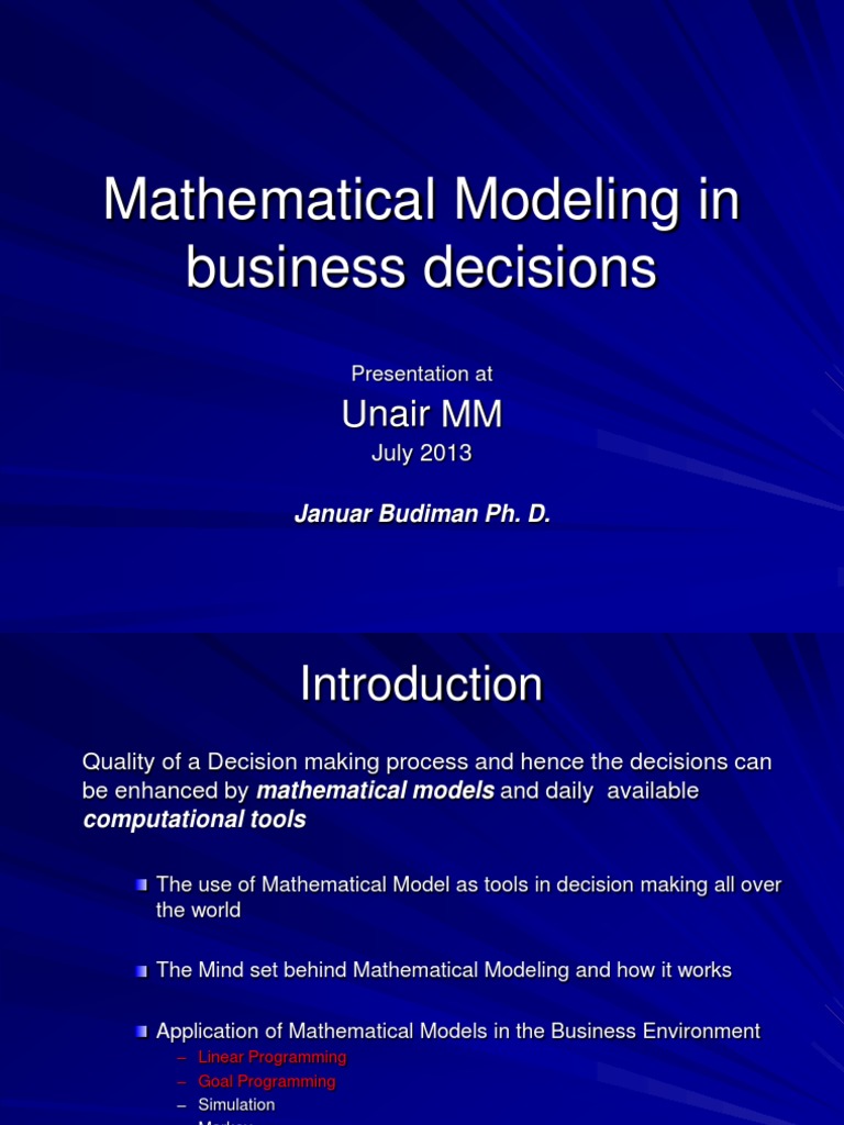1.mathematical Modeling in Business Decisions | PDF | Conceptual Model ...