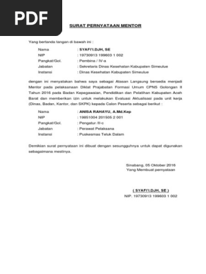 Surat Pernyataan Mentor Pdf