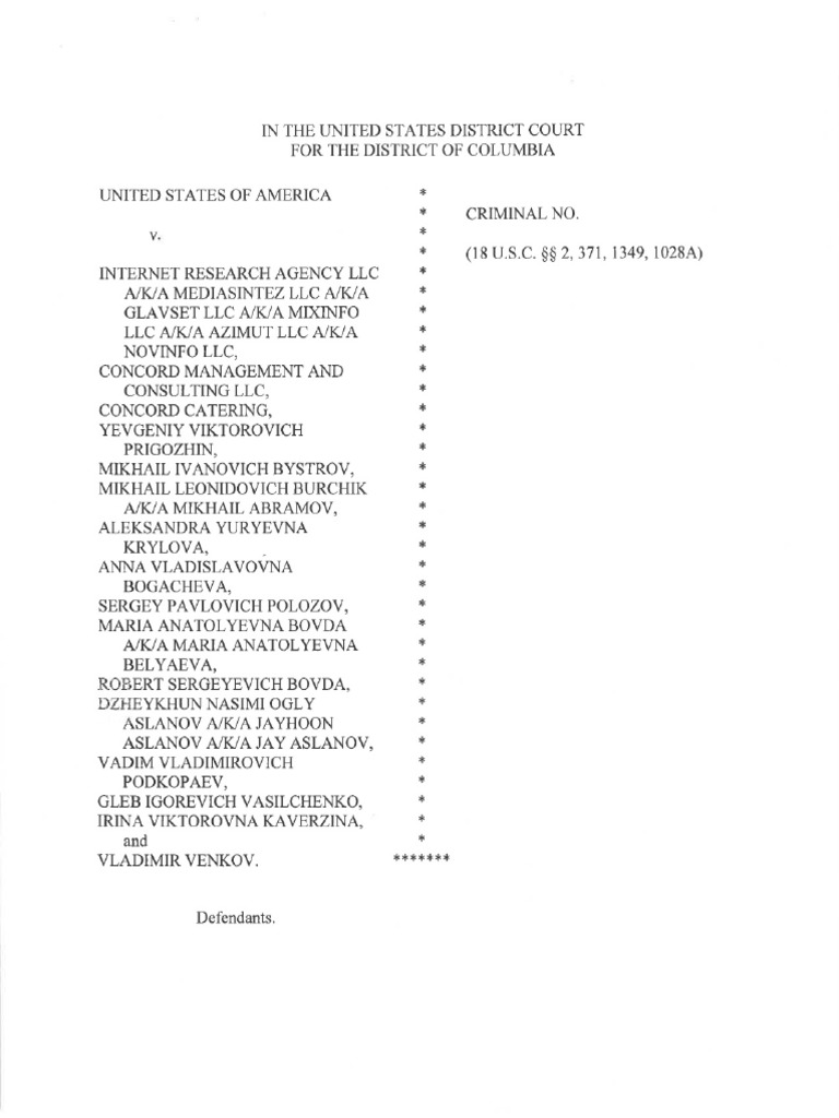 Mueller Indictment | PDF