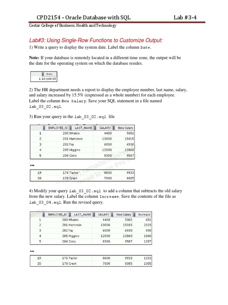 Lab#3 4 | Download Free PDF | Sql | Databases