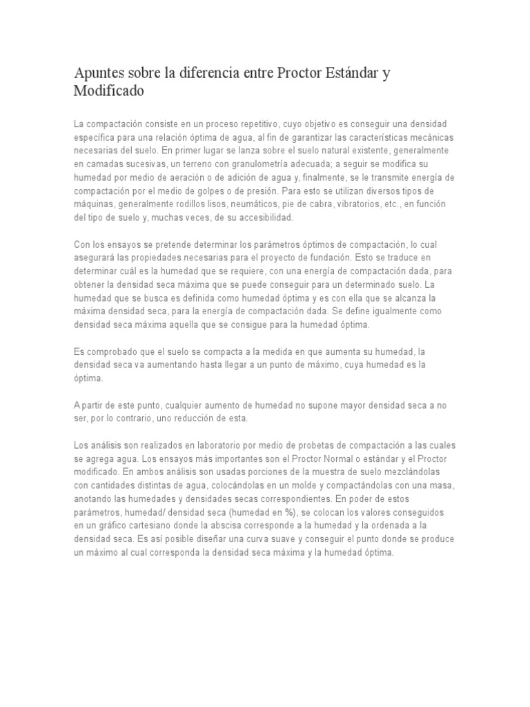 Apuntes Sobre La Diferencia Entre Proctor Estándar y Modificado PDF Cuenca de drenaje