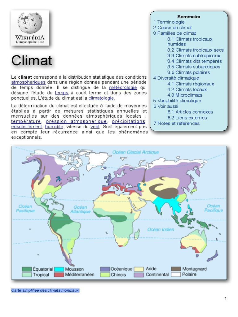 Types de climats et leurs caractéristiques | PDF | Climat | Phénomène ...
