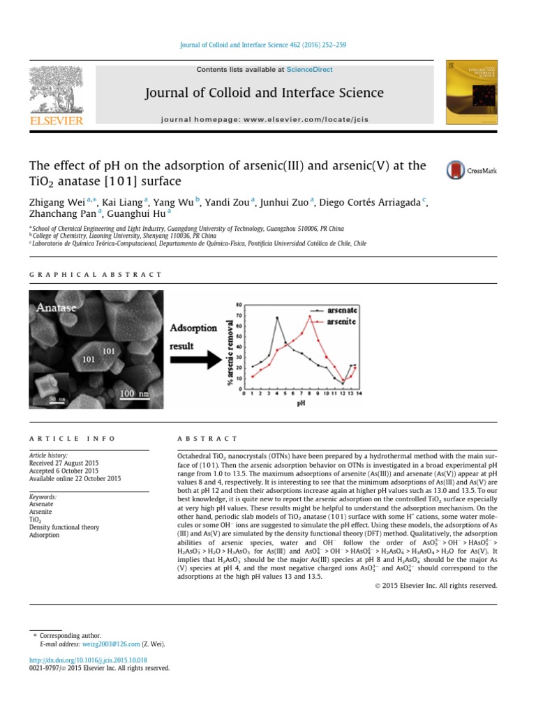 Journal of Colloid and Interface Science | PDF | Arsenic | Adsorption