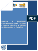 Protocolo de Coordinacion Interinstitucional para La Formacion e Insercion Laboral de La Poblacion Con Discapacidad en Costa Rica PDF
