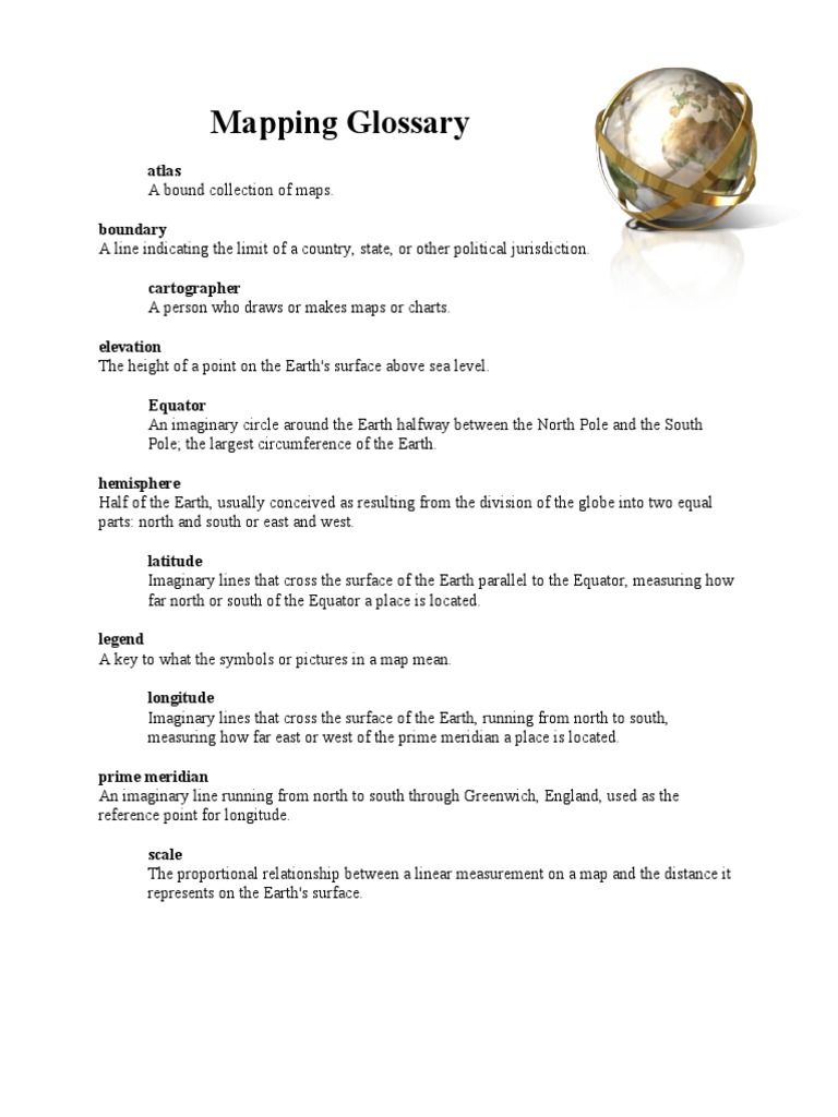 Mapping Terminology Glossary | PDF | Travel