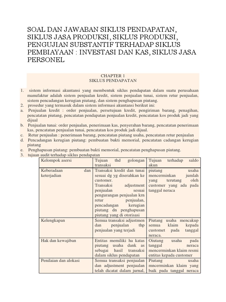 Soal Dan Jawaban Siklus Pendapatan Pdf