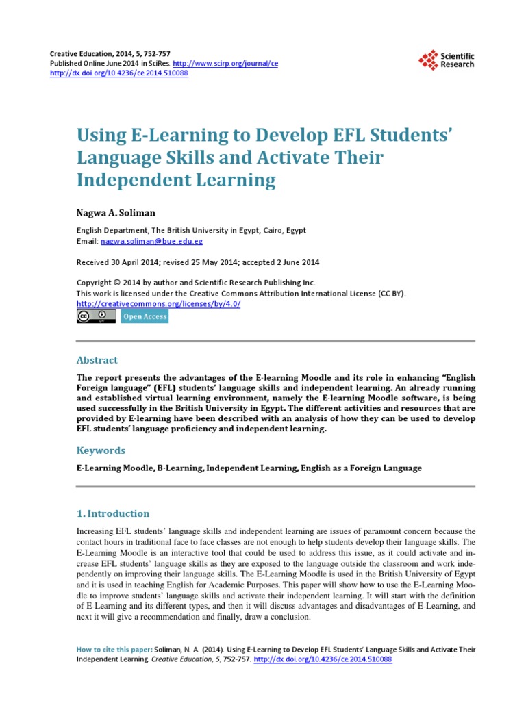 Using E-Learning To Develop EFL Students | PDF | Educational Technology ...