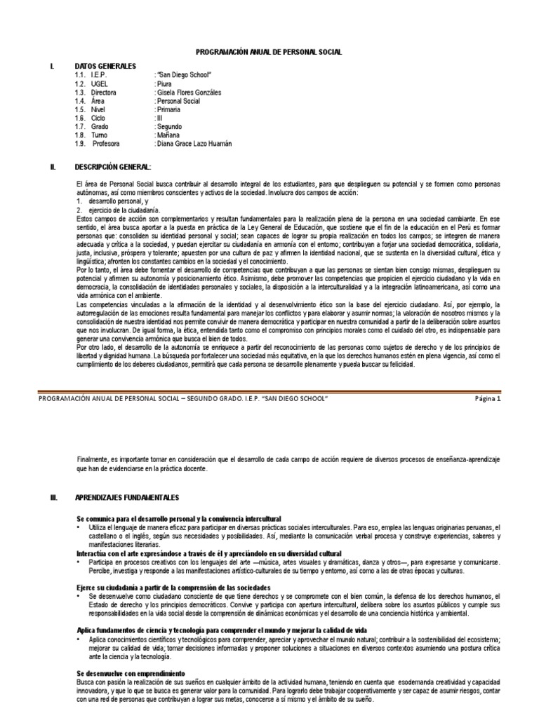 Personal Social Segundo Grado | PDF | Comunidad | Evaluación