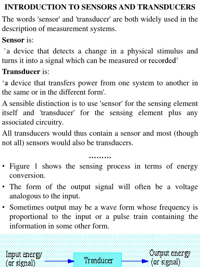 Lecture 4 Sensors | PDF | Sensor | Applied And Interdisciplinary Physics
