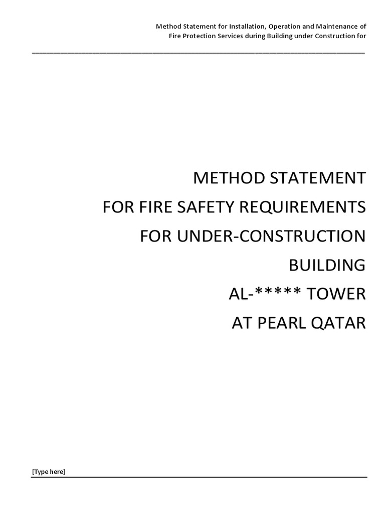 Method Statement For Fire Safety Requirements For UnderConstruction