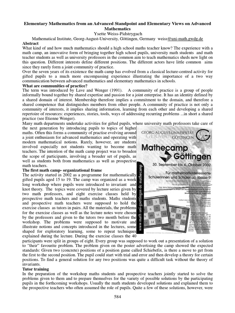 Elementary mathematics from an advanced standpoint and elementary views