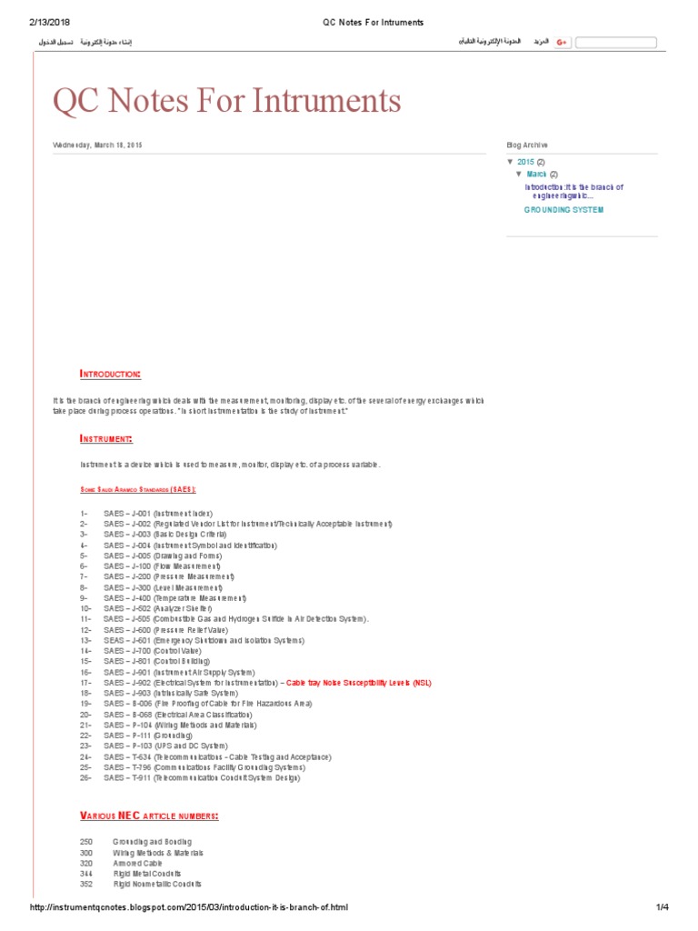 QC Notes For Intruments Aramco | PDF | Measuring Instrument | Quality ...
