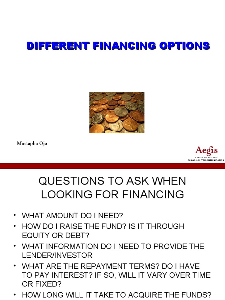 Different Financing Options | Download Free PDF | Loans | Factoring