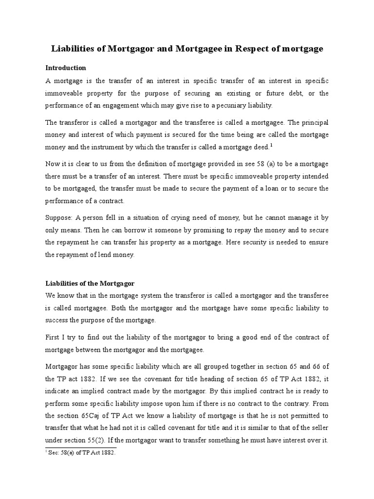 Mortgage Liabilities Explained | PDF | Mortgage Law | Mortgage Loan