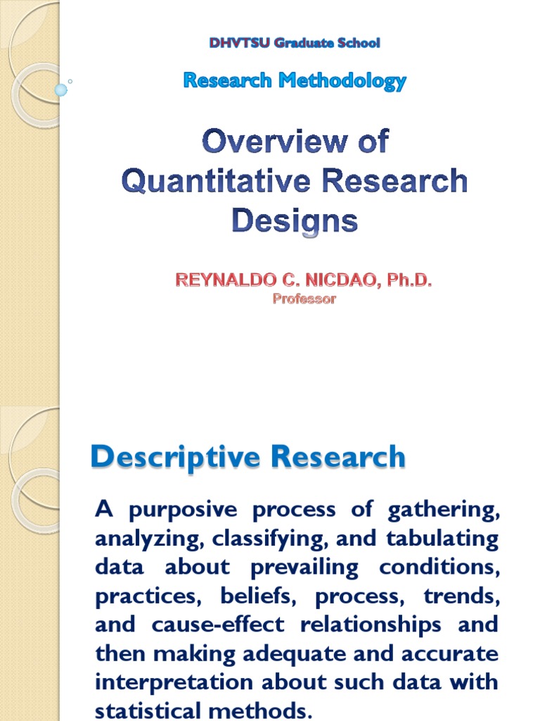 Overview of Descriptive Research Design | PDF | Survey Methodology ...