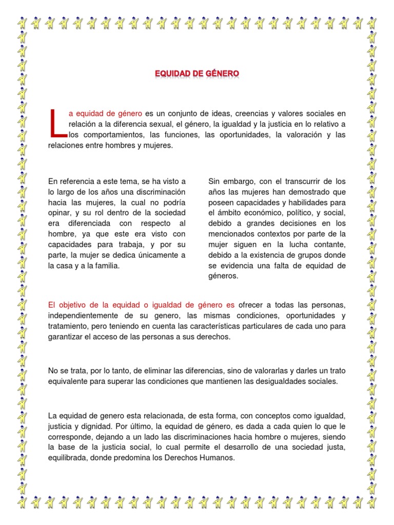 Equidad de Género: Conceptos y Ejemplos | PDF | Igualdad de género ...