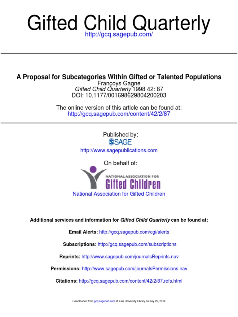 Subcategories in Gifted Education | PDF | Intellectual Giftedness ...