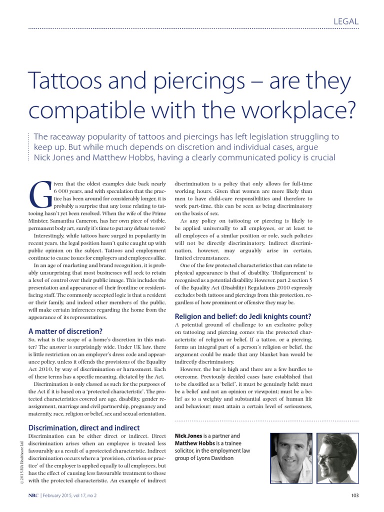 Tattoos and Piercings Are They Compatible in The Workplace PDF