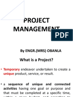 Project Management: by Engr. (MRS) Obanla
