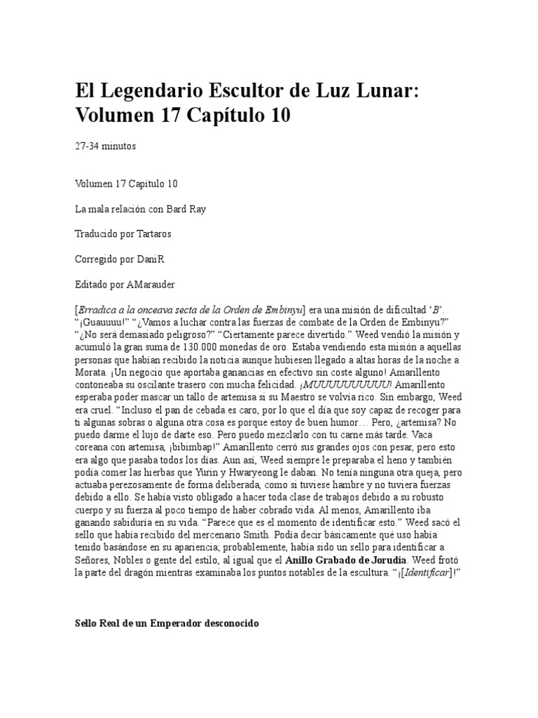 El Legendario Escultor de Luz Lunar Vol 17 Cap 10 PDF Escultura