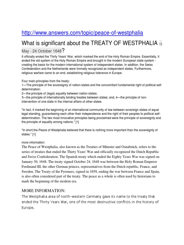 The Treaty Of Westphalia Pdf