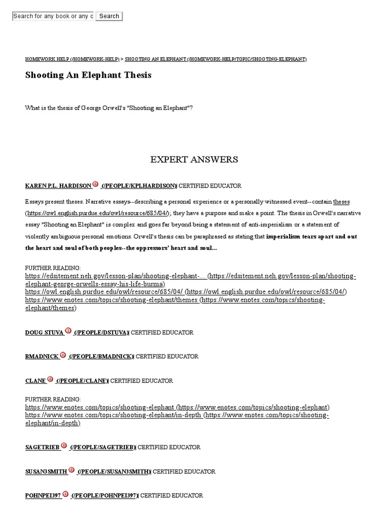 Theme statement for shooting an elephant picture