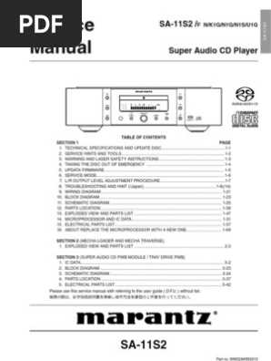 Marantz Sa11s2 Sm Pdf Alternating Current Hertz